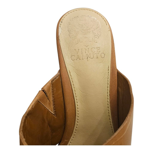 Vince Camuto Tan Leather Platform Heel Mules Size 9 - Picture 14 of 14